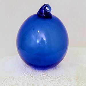 Art Glass Ornament Cobalt Blue Friendship Witches Ball Hand-Blown, Heavy